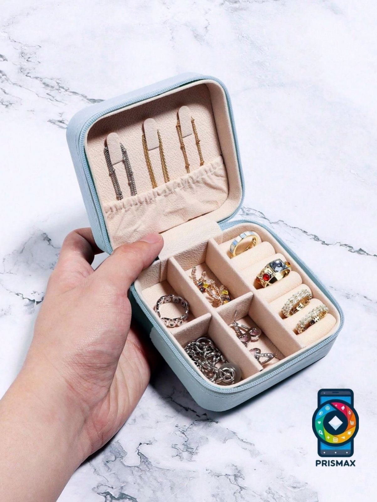 Portable Jewelry Organizer Box with Zipper