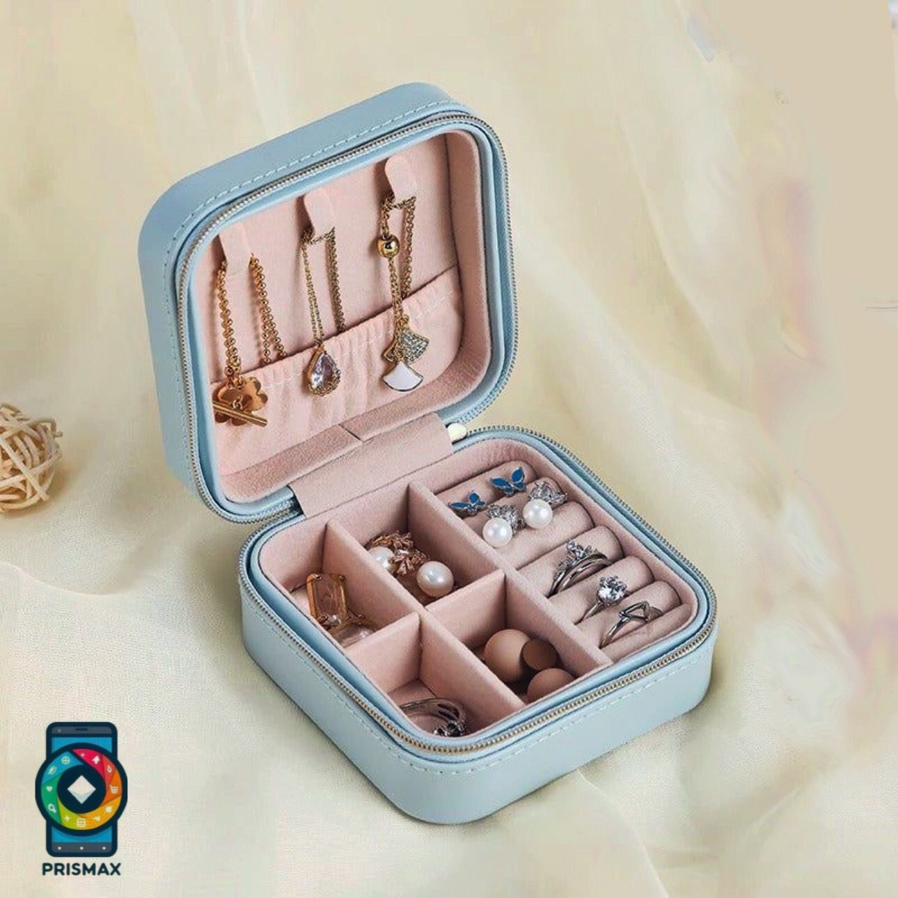 Portable Jewelry Organizer Box with Zipper