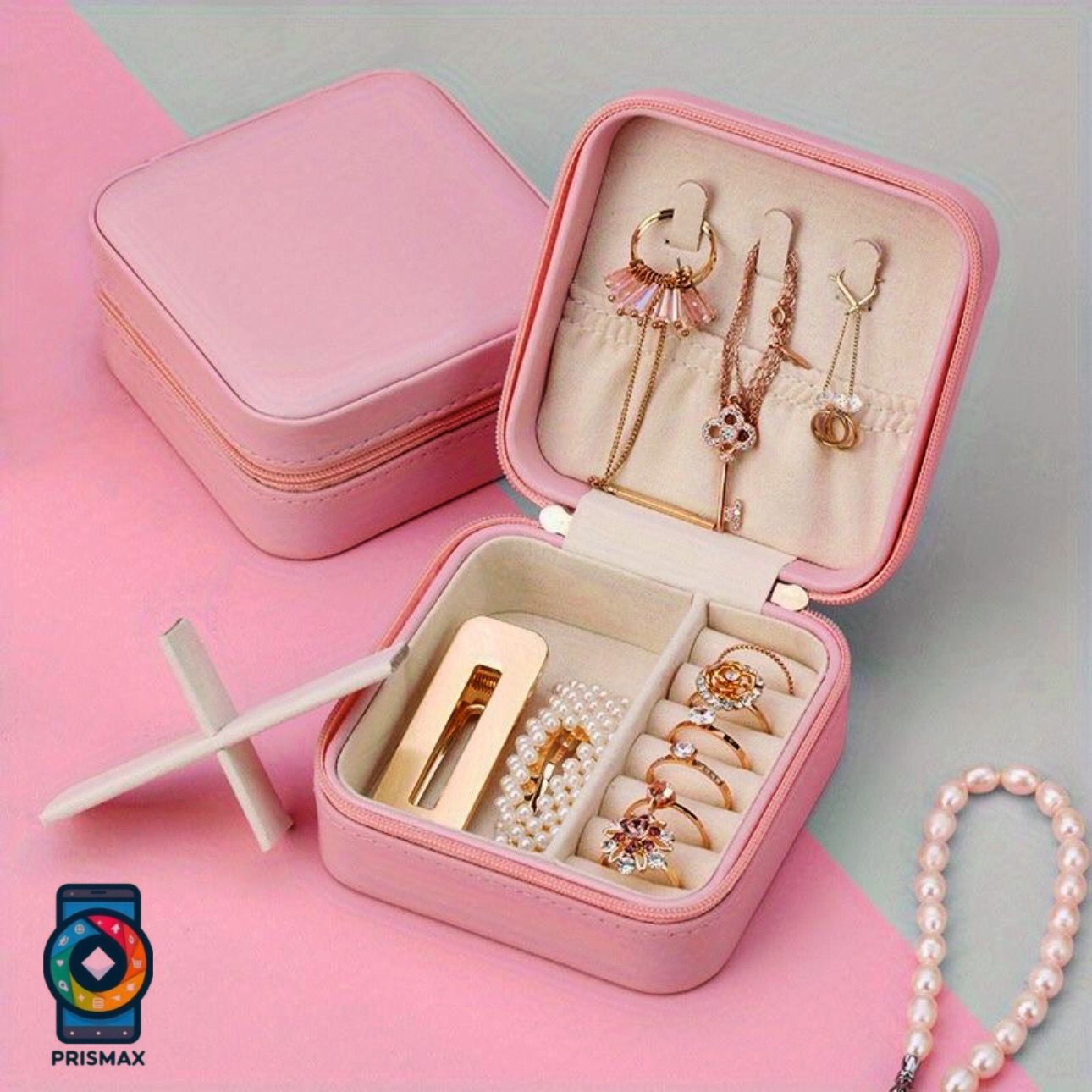 Portable Jewelry Organizer Box with Zipper